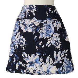 SC & Co Womens S Skort Skirt Shorts Blue Stretch Floral‎ Mini Golf Casual Travel
